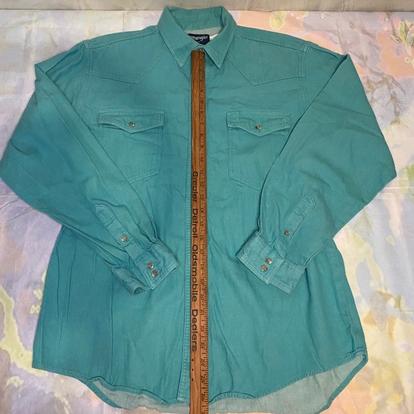 Vtg Wrangler Cowboy Cut Turquoise Single Needle Tailoring X-Long Tails 16.5-35 - Picture 5 of 7